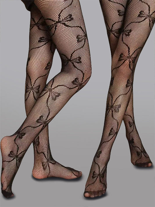 Butterfly Lace Thigh High Fishnet Stockings.