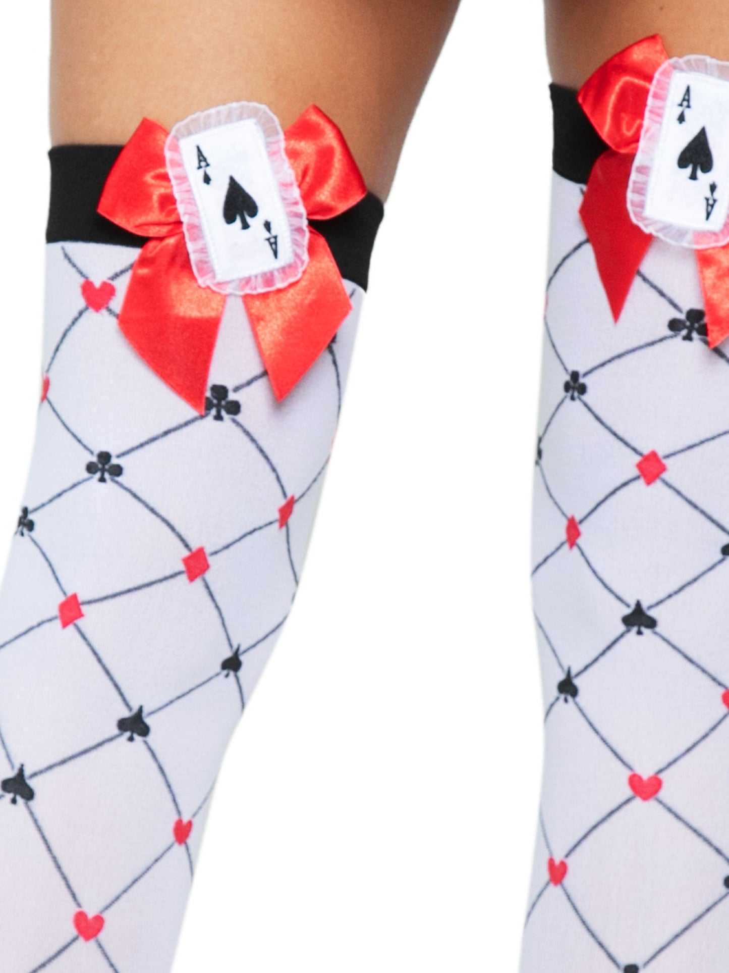 Card Suit Thigh High Stockings