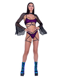 Roma Rave Festival Strappy Fishnet Cropped Top
