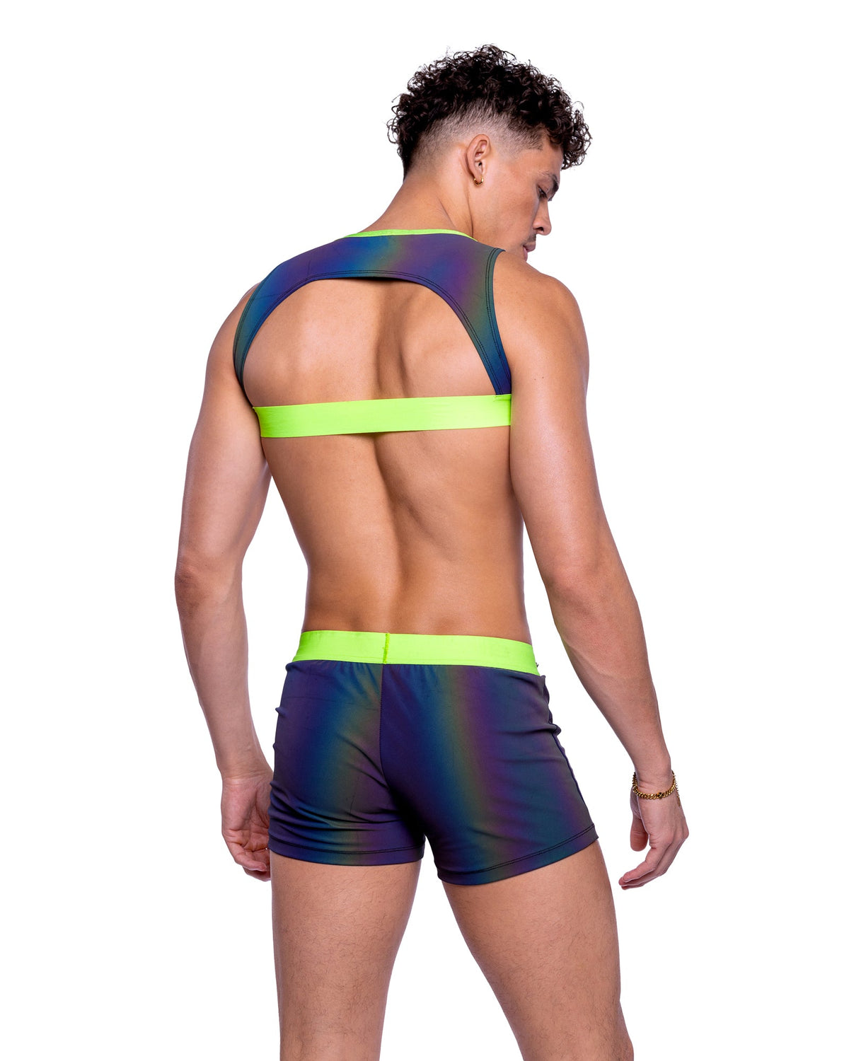 Roma Mens Rave Festival Reflective Shorts with Stud Details