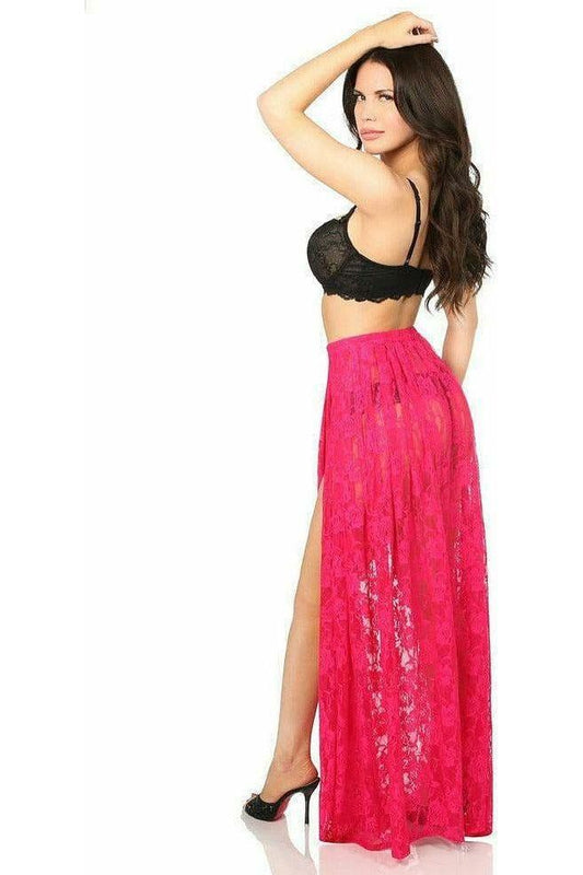 Sheer Fuchsia Lace Skirt.
