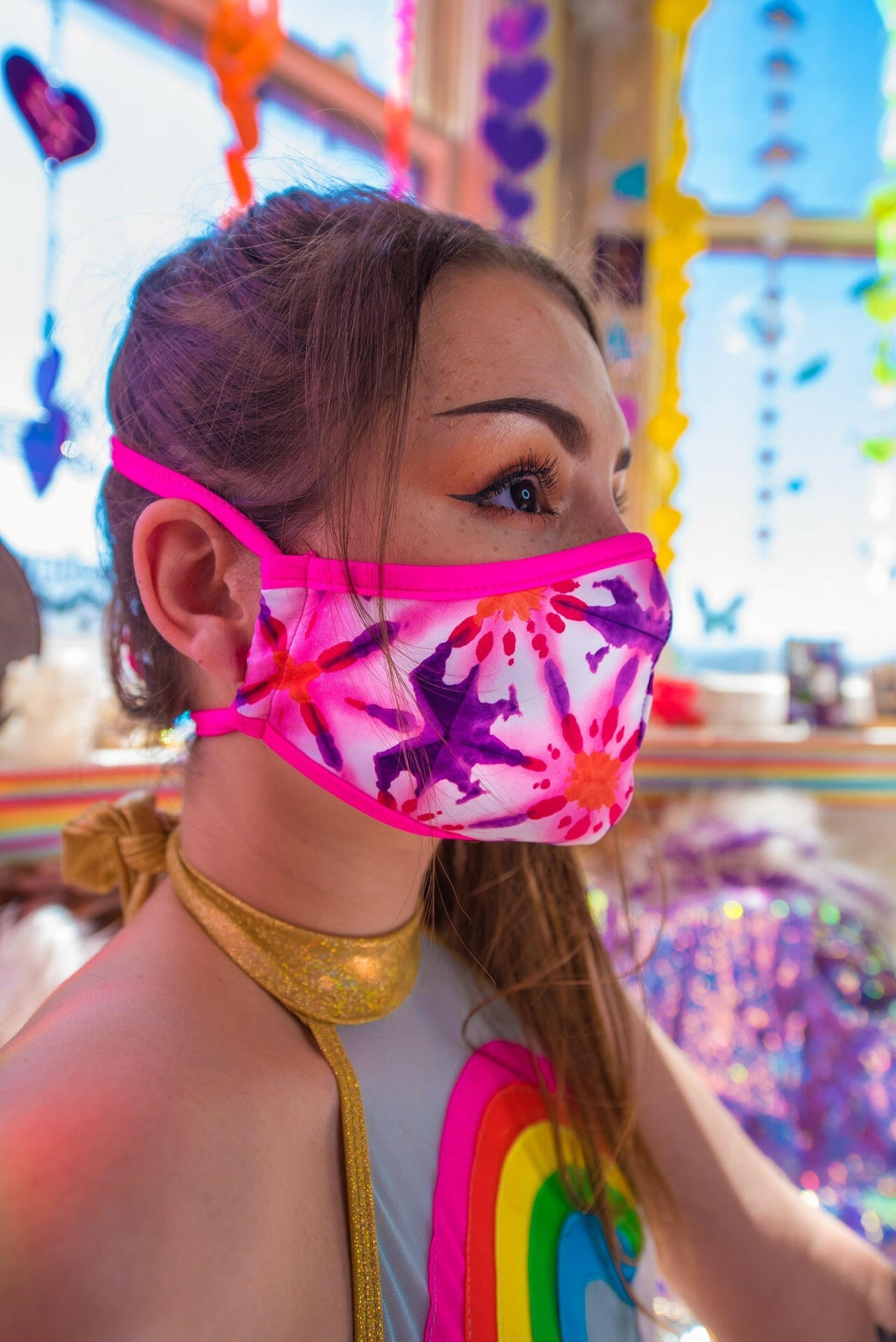 J. Valentine Kaleidoscope Tailored Face Mask- Festival Rave Accessory.