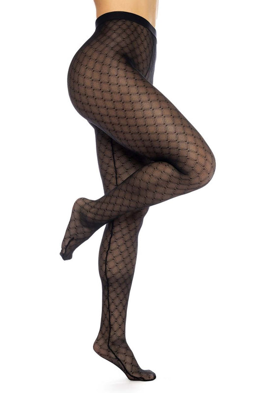 Mapale 1111 Diamond Mesh Pantyhose Color Black.