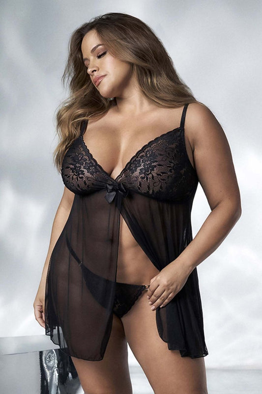 Mapale 7501X Curvy Size Babydoll Color Black.