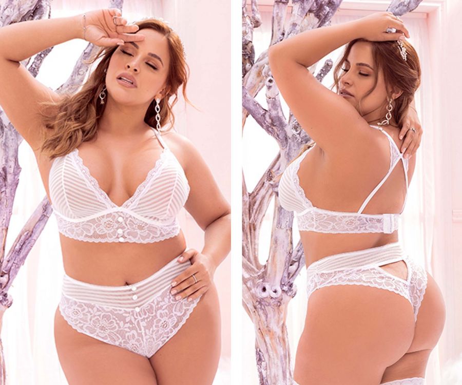 Mapale Curvy Size Two Piece Lingerie Set Color White – Unspoken Fashion