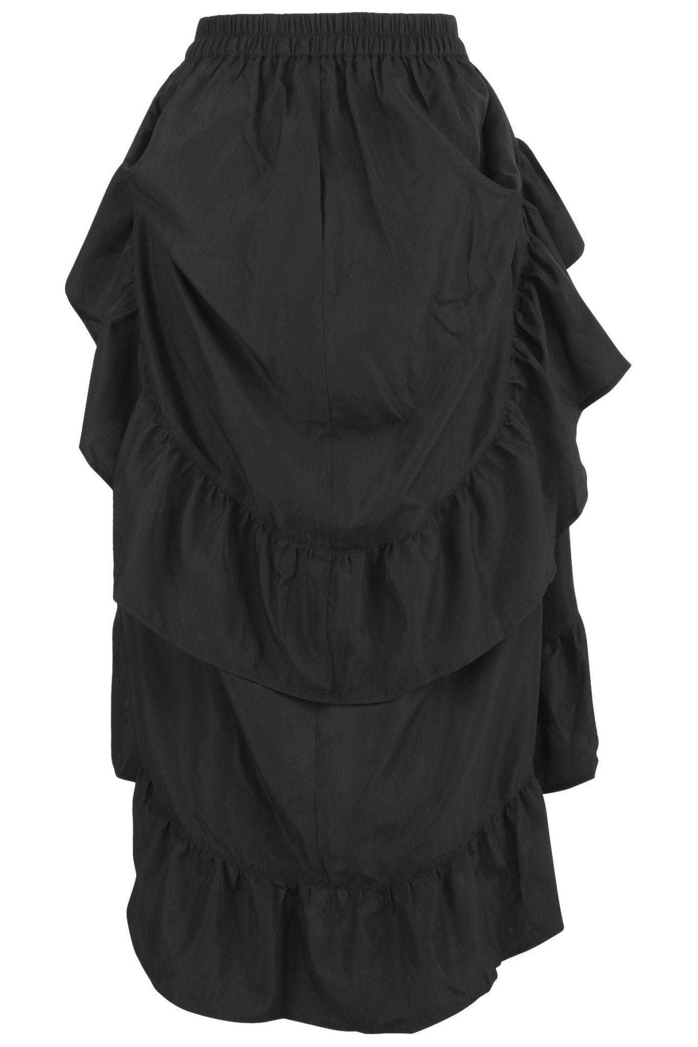 Black Crepe Adjustable High Low Skirt.