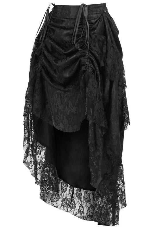 Black Lace Adjustable High Low Bustle Skirt.