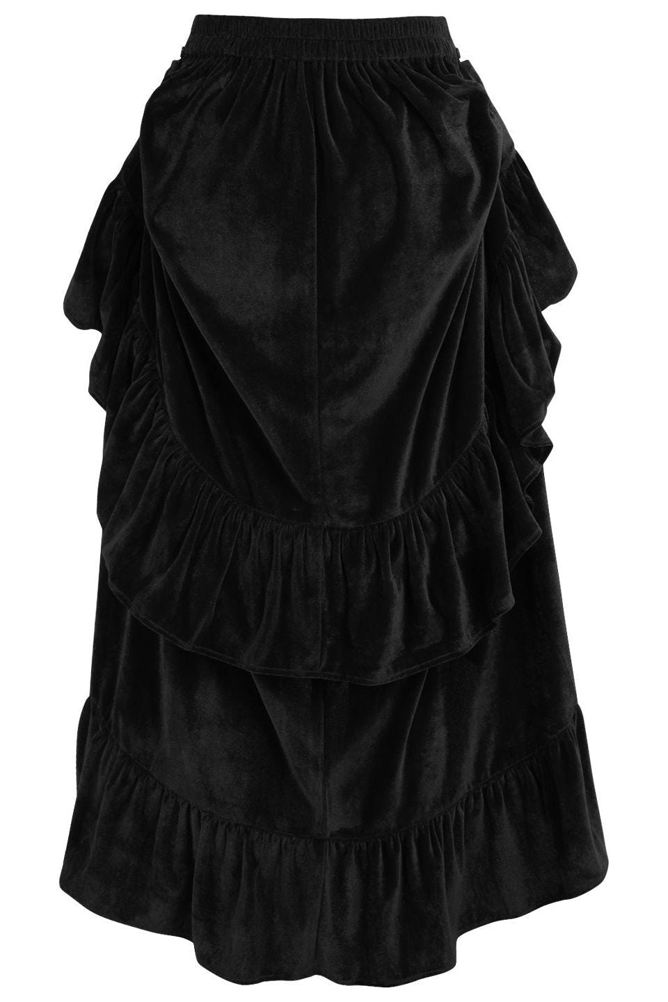 Black Velvet Adjustable High Low Bustle Skirt.