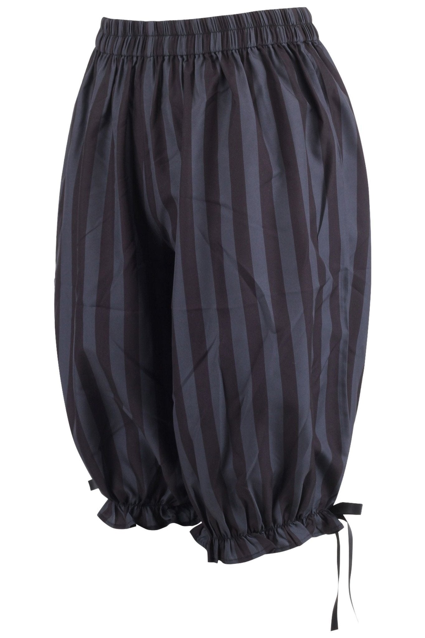 Black/Dark Grey Striped Crepe Long Bloomers