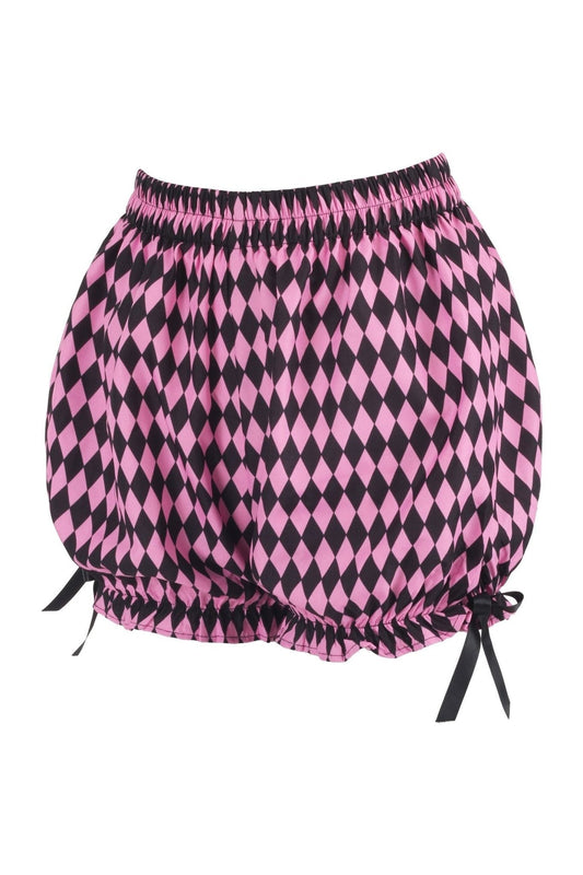 Black/Pink Diamond Print Harlequin Pattern Crepe Bloomers