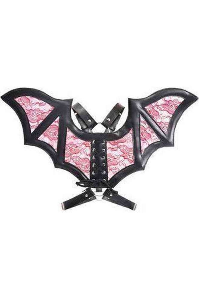 Black/Red Faux Leather & Lace Wing Harness