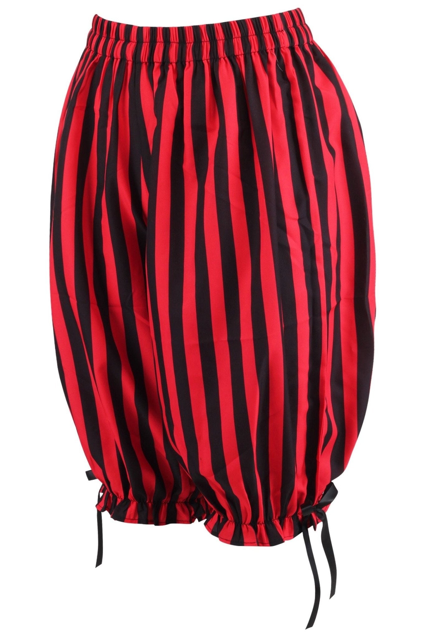 Black/Red Striped Crepe Long Bloomers