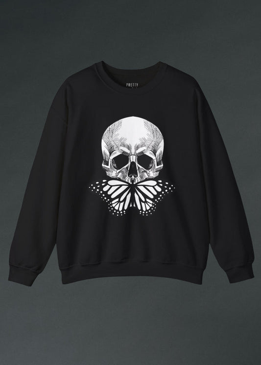 Butterfly Skull Sweater Goth Sweatshirt