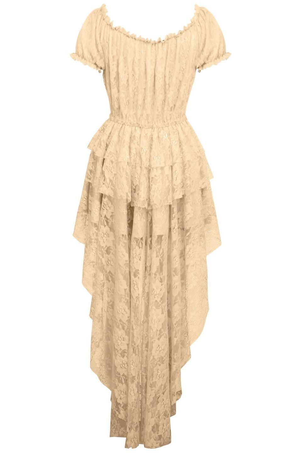 Cream High Low Lace Dress