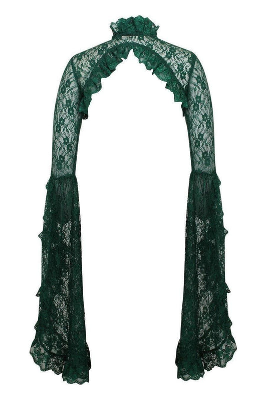 Dark Green Lace Shrug Bolero Jacket.