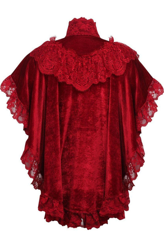 Dark Red Velvet & Lace Capelet.