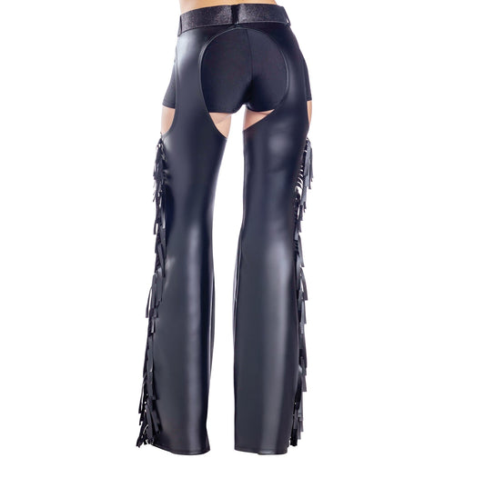 Dreamgirl Black Fringe Chaps with Glitter Belt – Western Costume Accessory