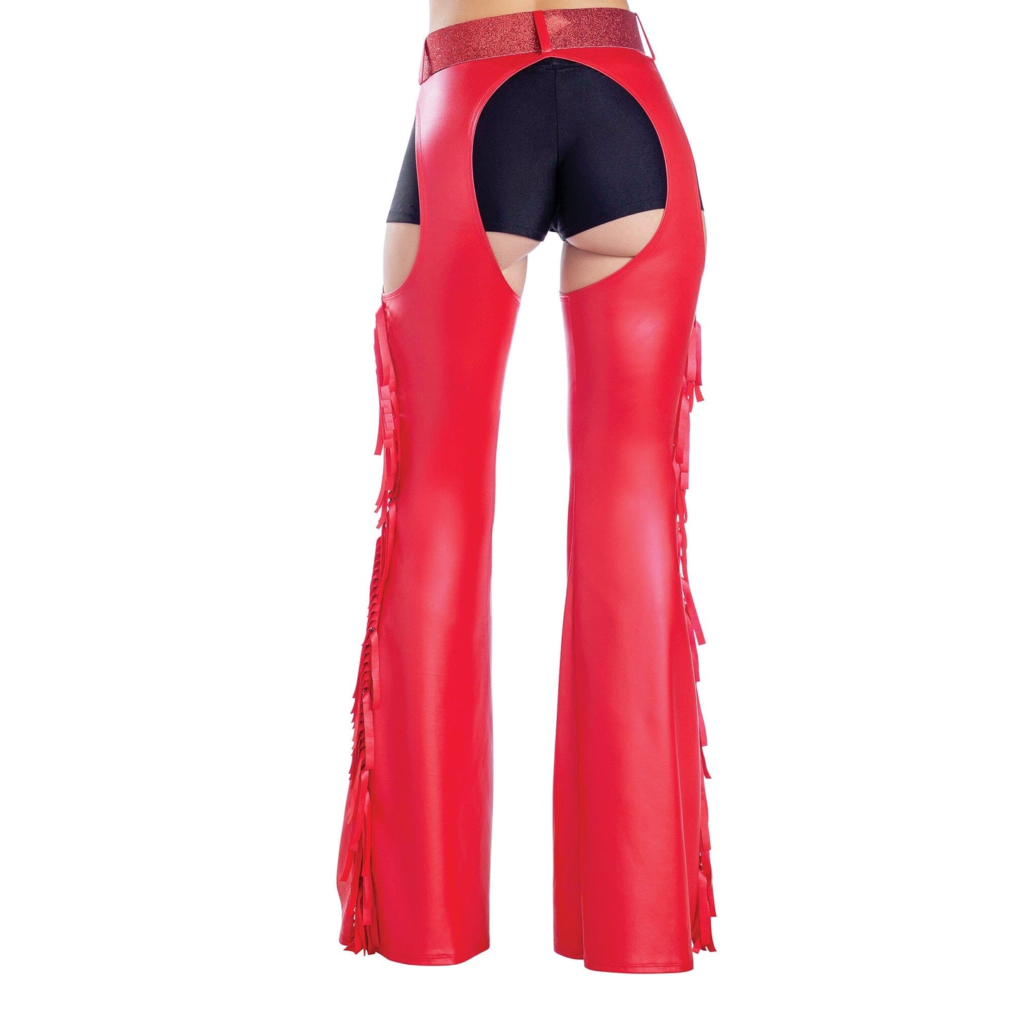 Dreamgirl Black Fringe Chaps with Glitter Belt – Western Costume Accessory