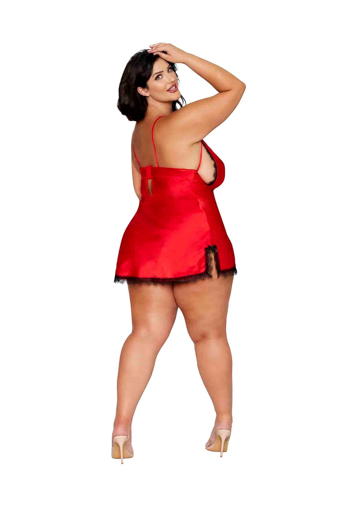 Dreamgirl Plus Size Poinsetta Satin Chemise