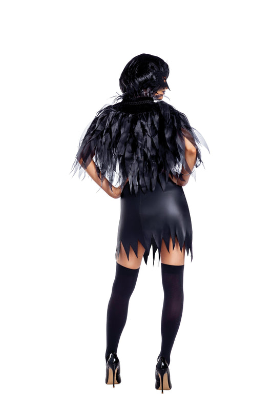Dreamgirl Raven Mask Slip Dress and Cape Women’s Costume – Dark Fantasy Outfit