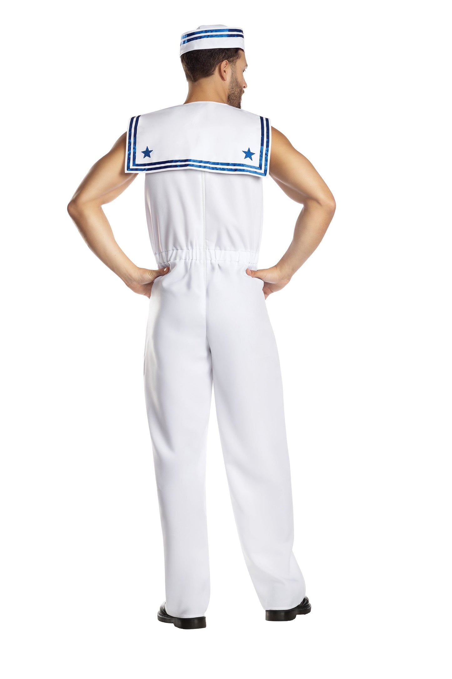 Dreamguy Sailor Sleeveless Jumpsuit Men’s Costume – Poly Poplin Nautical Outfit