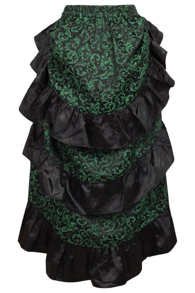 Green/Black Brocade Adjustable High Low Bustle Skirt