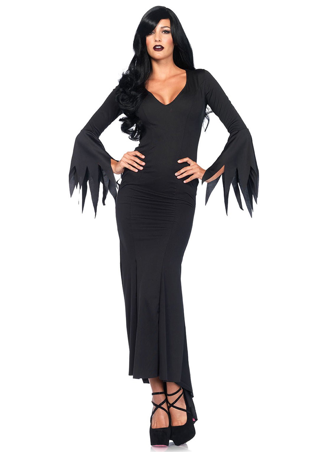 High Slit Floor Length Bodycon Gothic Dress - Unspoken Fashion