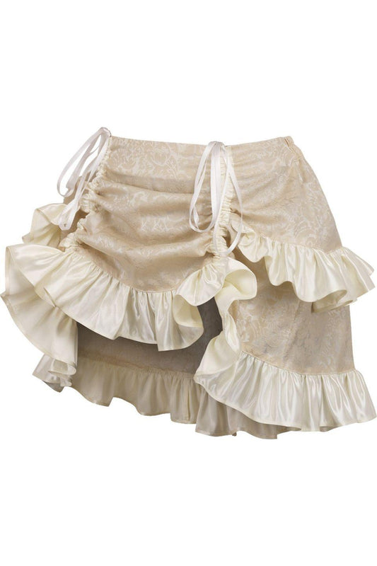 Ivory Brocade Ruched Bustle Skirt.