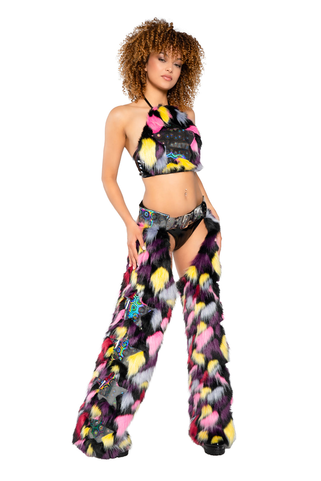 J. Valentine Rave Faux Fur/Vinyl Star Chaps
