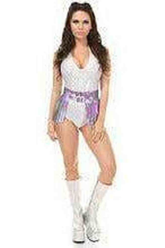 Lavender Hologram Fringe Mini Skirt