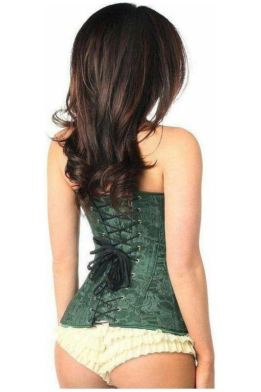 Lavish Dark Green Lace Overbust Corset w/Zipper.