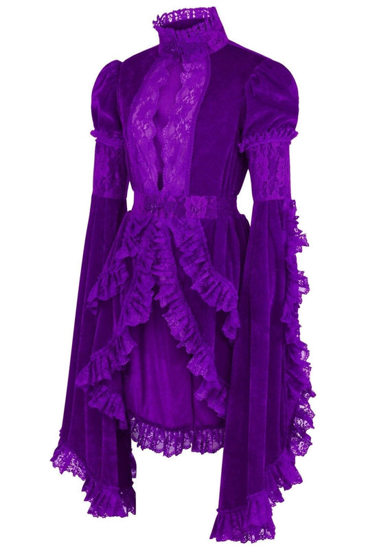 Purple Velvet & Lace Ruffled Jacket.