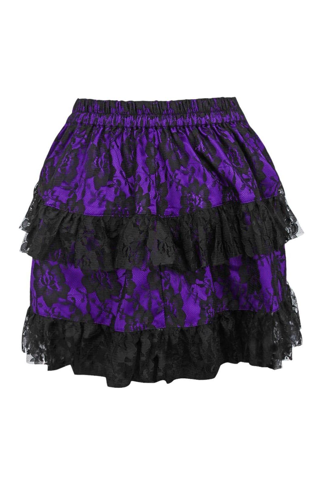 Purple/Black Lace Ruched Bustle Skirt.