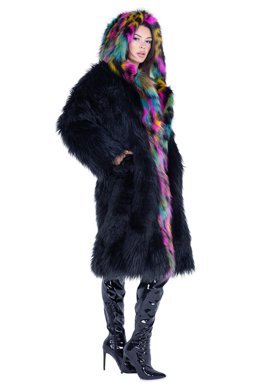 Rave FE294 - Mid-Length Hooded Fur Coat - J. Valentine.