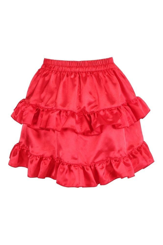 Red Satin Ruched Bustle Skirt