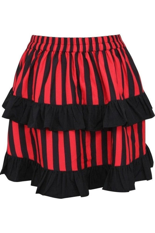 Red/Black Striped Ruched Bustle Skirt