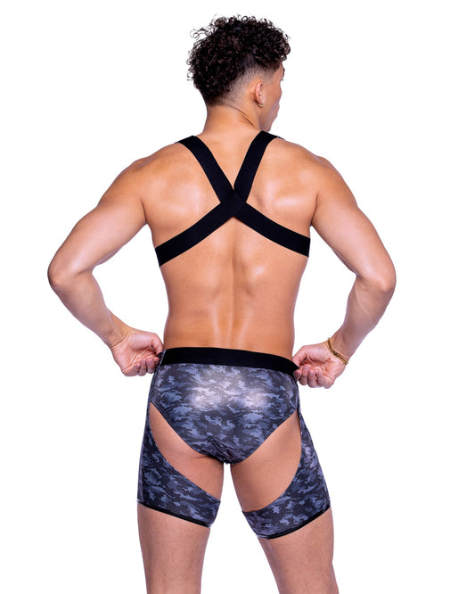 Roma Mens Rave Festival Shimmer Camouflage Cropped Top.