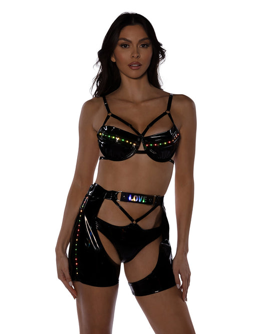 Roma Rave Festival 2PC Pride Light-Up Vinyl Bra Set.