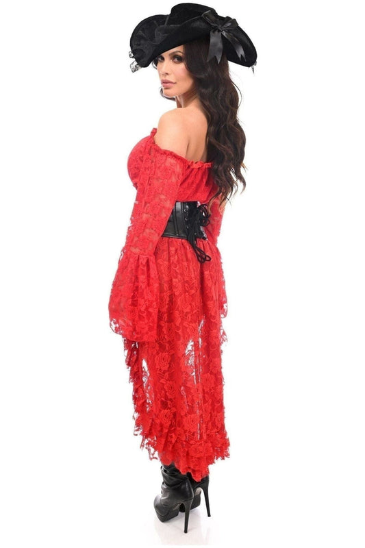 Top Drawer 4 PC Red Premium Pirate Corset Costume.