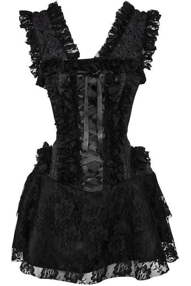 Top Drawer Steel Boned Black Lace Victorian Corset Dress Unspoken Fashion Top Drawer Steel Boned Black Lace Victorian Corset Dress Unspoken Fashion