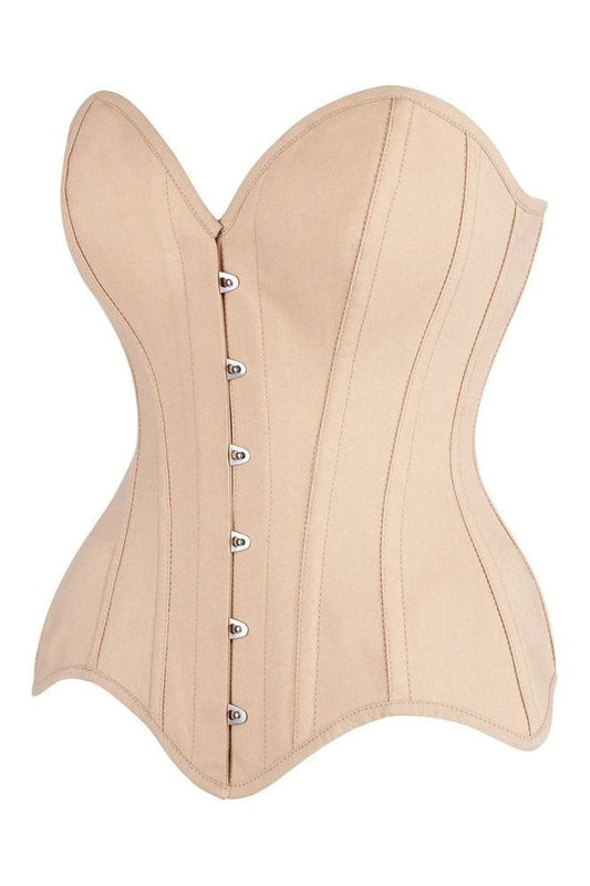 Top Drawer Tan Cotton Steel Boned Overbust Corset