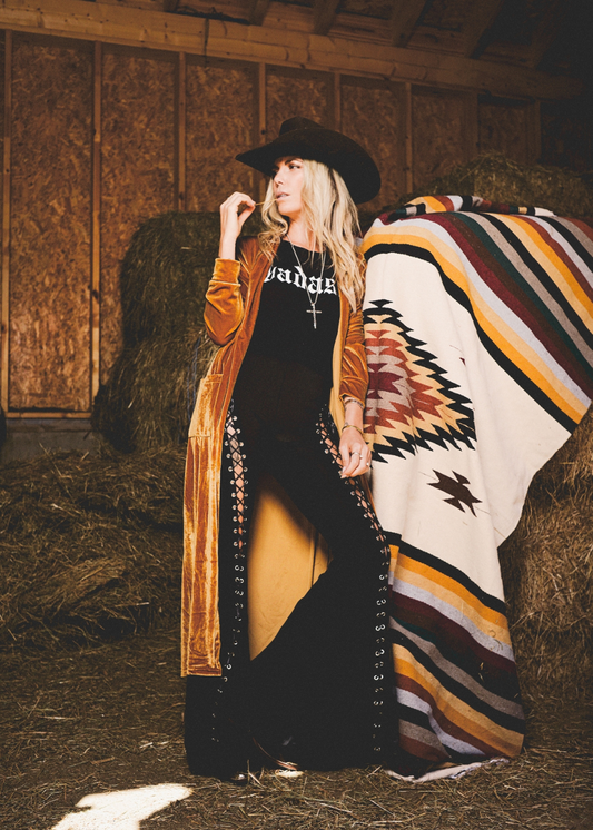 Taken By The Sky Velvet Gold Duster Kimono