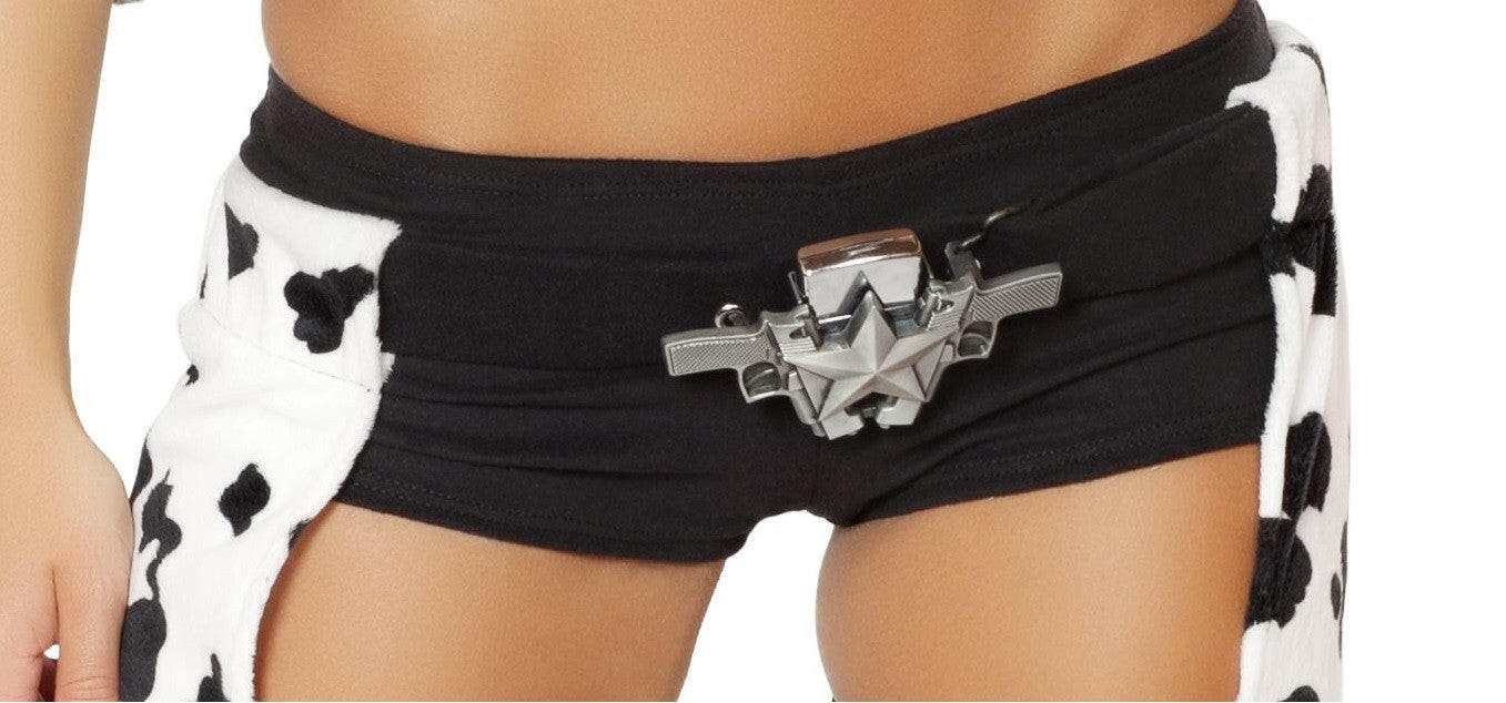 Roma Double Gun Belt Buckle with Star Detail - Costume Accessory.