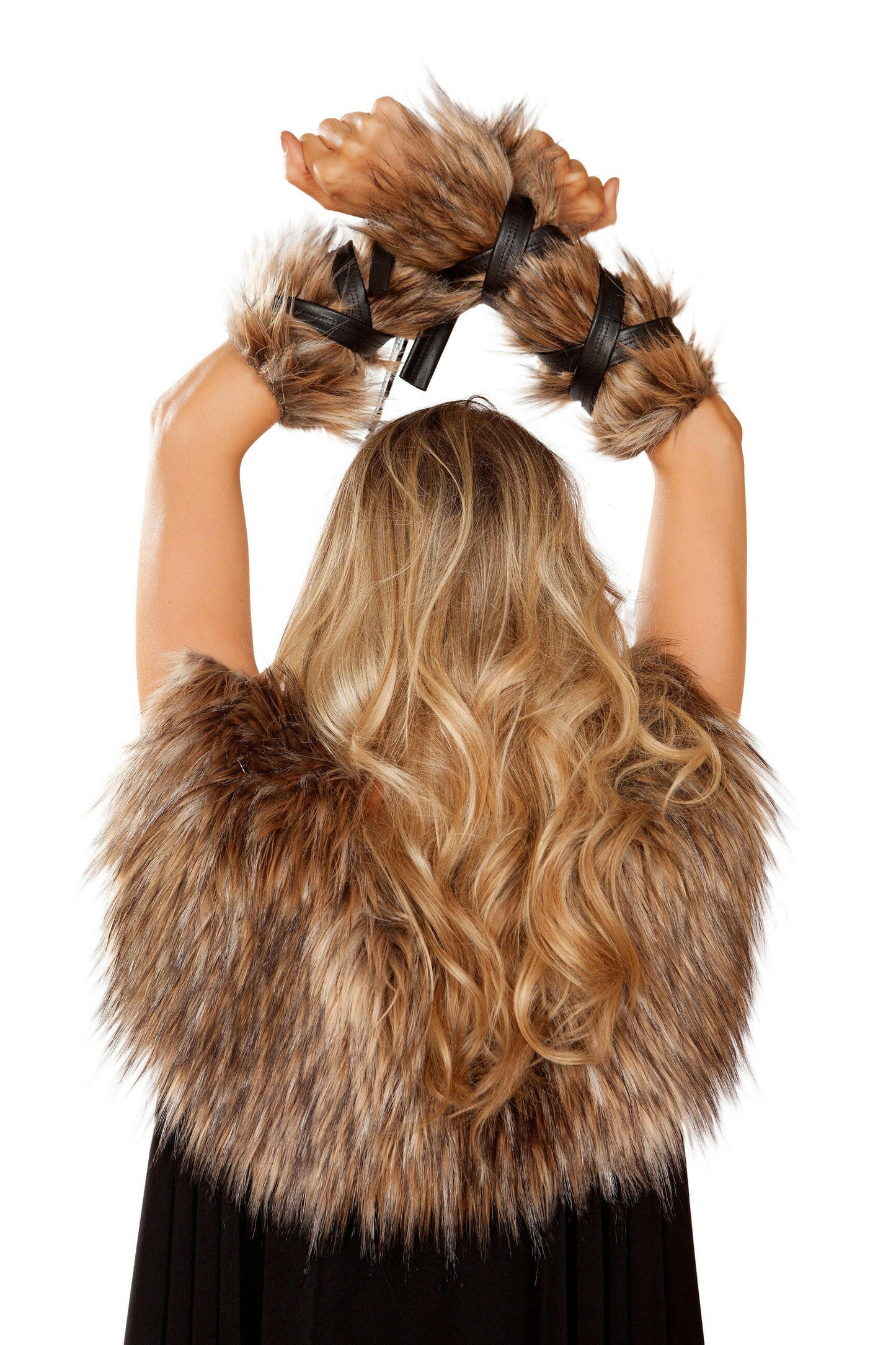 Roma Pair of Faux Fur Viking Arm Cuffs - Costume Accessory.