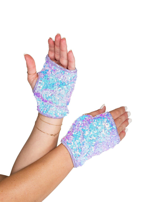 Roma Rave & Festival Wear - Open Finger Sequin Gloves.