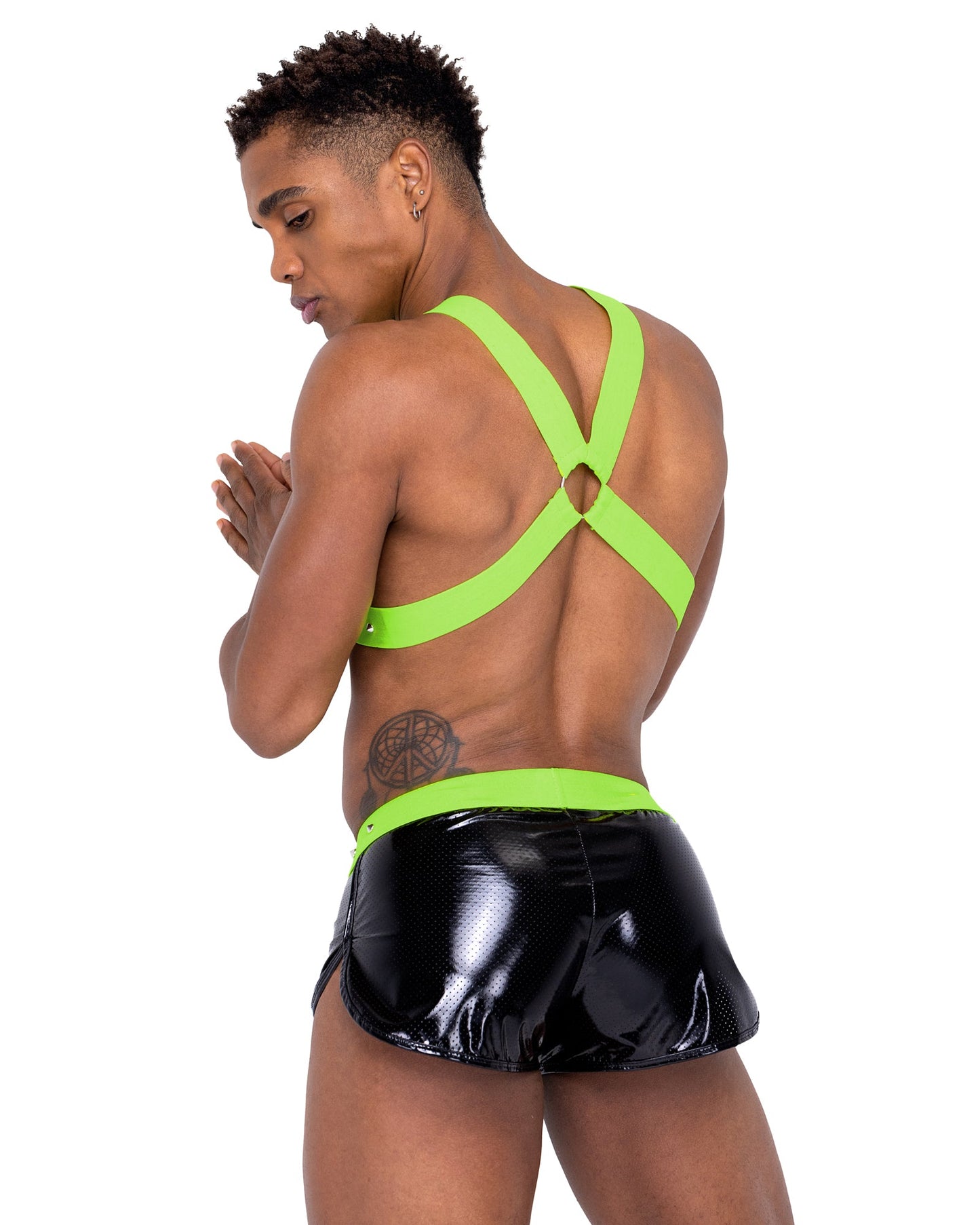 Roma Mens Vinyl Mesh Runner Shorts - Rave & Festival Wear.