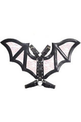 Black/Pink Faux Leather & Lace Wing Harness-Daisy Corsets