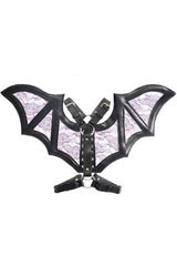 Black/Purple Faux Leather & Lace Wing Harness-Daisy Corsets