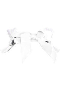 Kitten Collection White/Silver Satin & Sequin Choker.