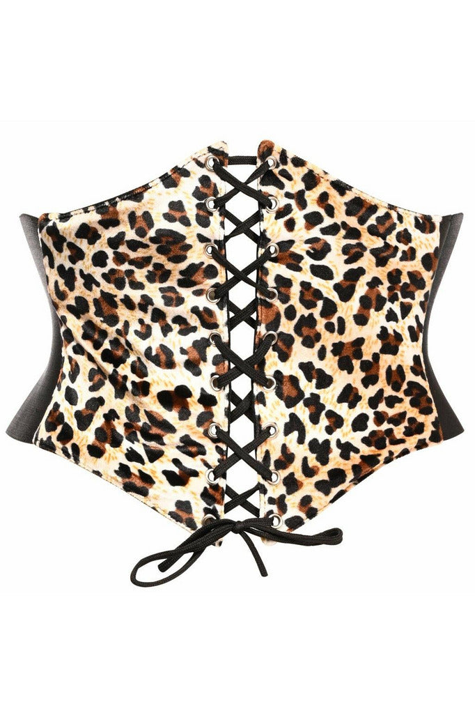 Lavish Velvet Leopard Corset Belt Cincher-Daisy Corsets